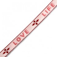 Schmuckband mit Tekst "love life" Pink-warm red